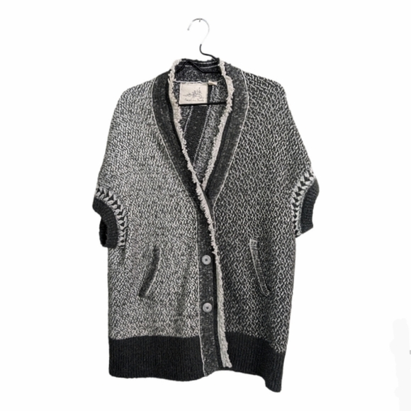 Angel Of The North By Anthropologie Wool Gray Cardigan Sweater Short Sleeve XS/S - Picture 2 of 10